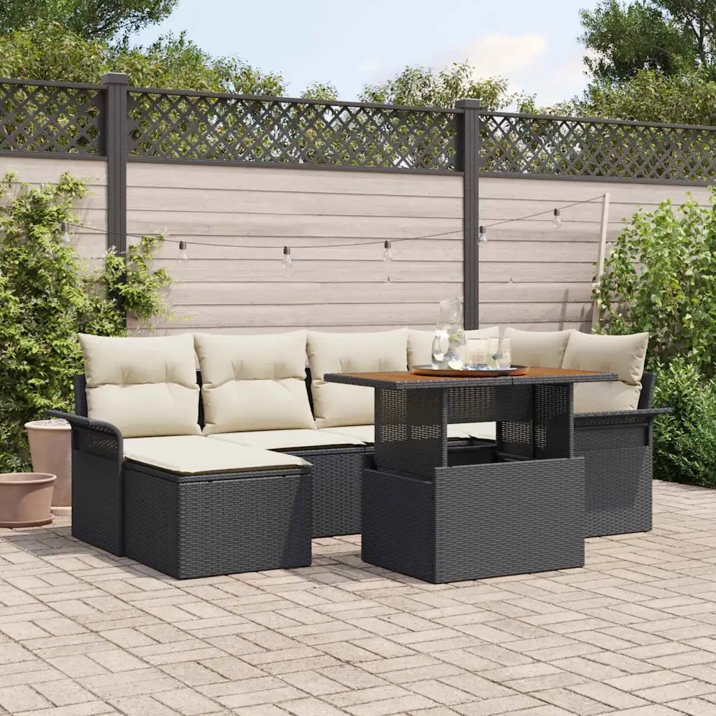 Set Divano da Giardino con archiviazione 7 pcs Nero Poly Rattan 3358091