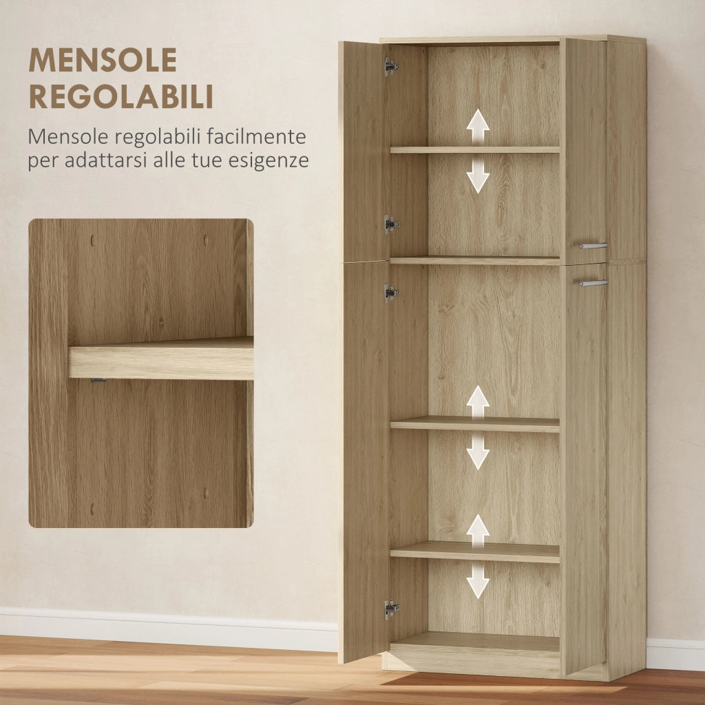 Armadio con Cassetti e Ripiani Regolabili ¨C Minimal ¨C Legno Rovere 59x31x155 cm