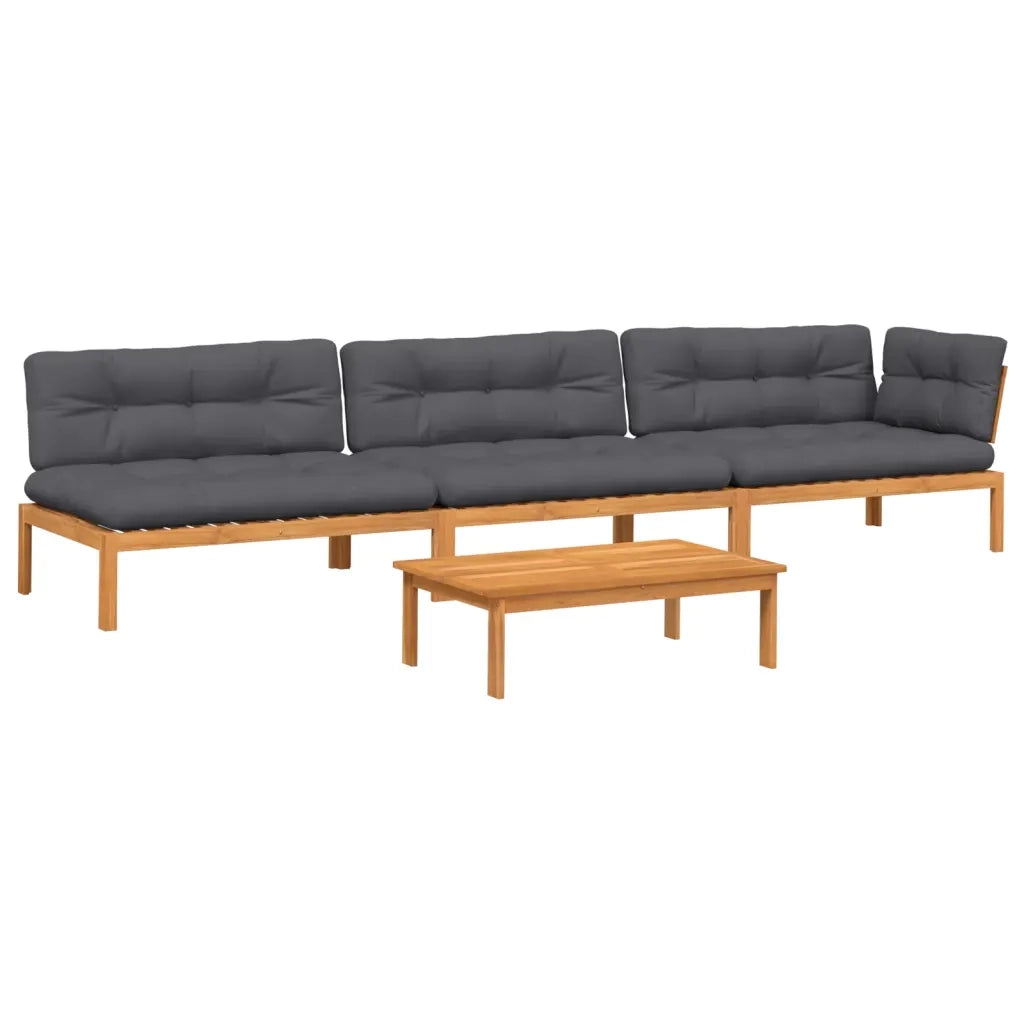 Set Divani Pallet Giardino 4pz Cuscini Legno Massello Acacia