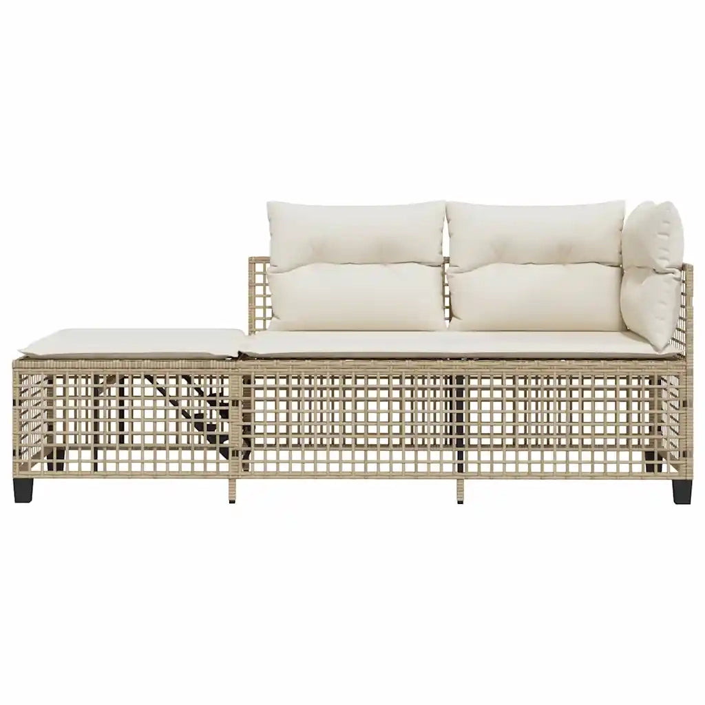 Set Divano ad Angolo 3 pz | Set Salotto da Giardino con Cuscini Beige in Polyrattan