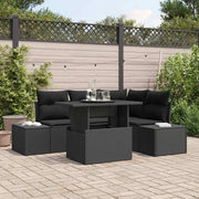 Set Divano da Giardino con cuscino 5 pcs Nero polyrattan 3349179