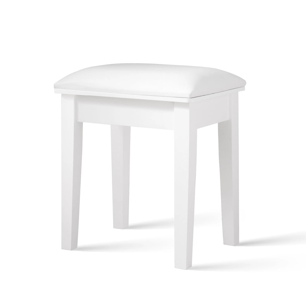 Sgabello Imbottito da Trucco ¨C MINIMAL ¨C Seduta Quadrata, Velluto, Beige
