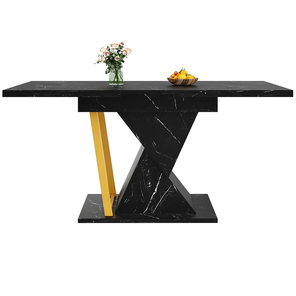 Tavolo da pranzo estensibile con illuminazione LED - Xylo - 110(140) x 80 x 76 cm - Legno nero - Per 6 persone