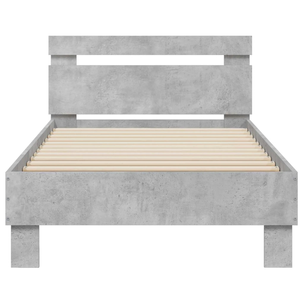 Struttura letto con testata-Giroletto Grigio Cemento 80 x 200 cm 534279