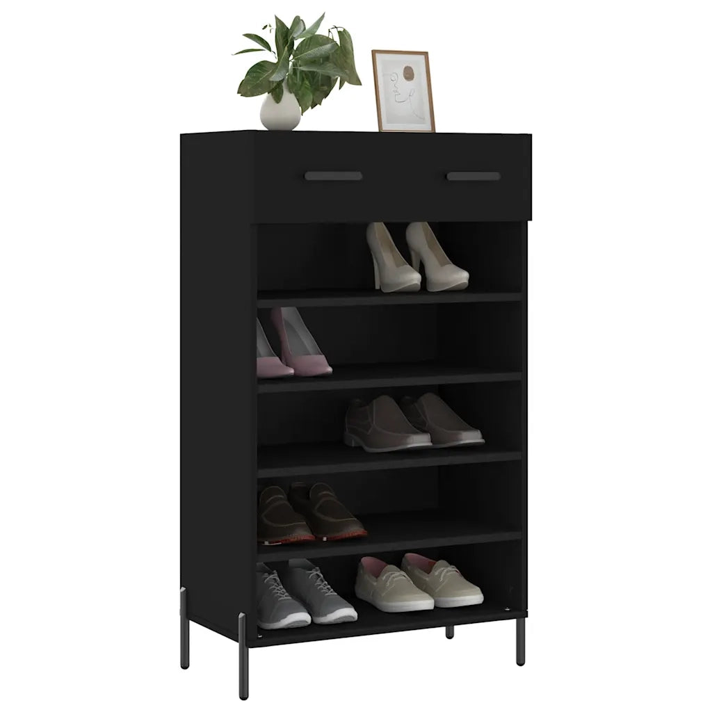 Scarpiera | Mobile per scarpe Nera 60x35x105 cm in Legno Multistrato
