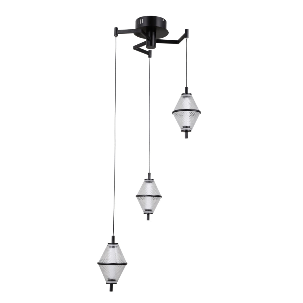 Lampada sospensione Italux Fuente nera LED15W 3 luci