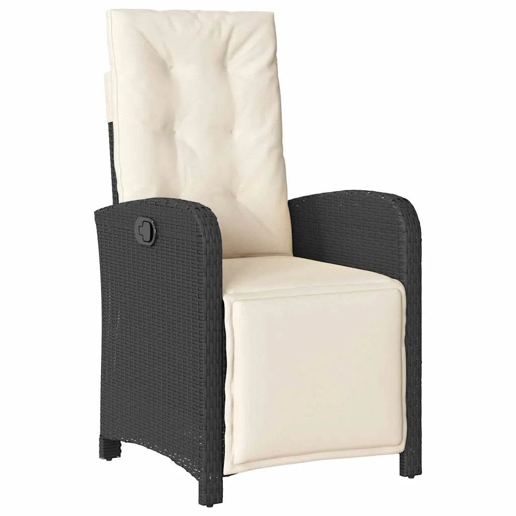 Set da Pranzo per Giardino con cuscino 7 pcs Nero polyrattan