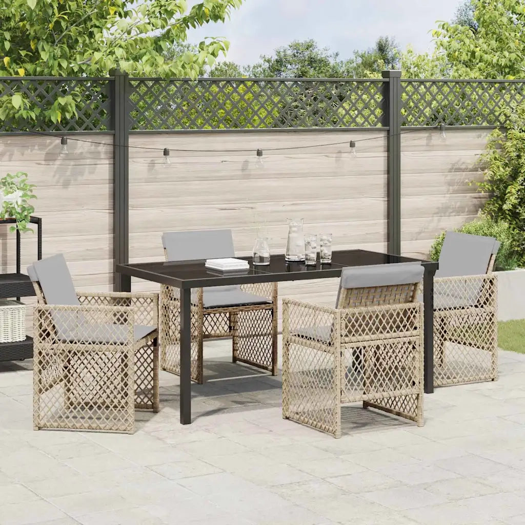Set da Pranzo per Giardino 5 pcs Beige polyrattan