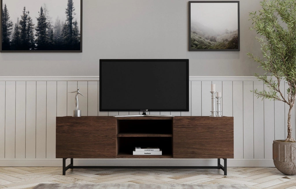 Monno, Mobile Porta tv 3 Ripiani, 150x41x50h cm Marrone Noce