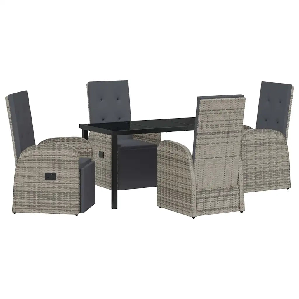 Set da Pranzo per Giardino con cuscino 5 pcs Grigio polyrattan 3379487