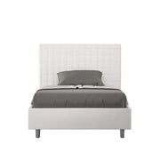 Letto una piazza e mezza con rete imbottito 130x200 similpelle bianco Sunny