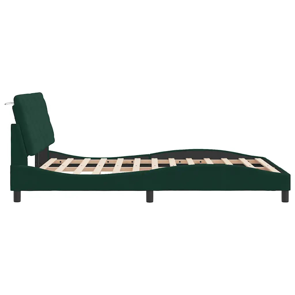 Giroletto con LED senza Materasso Verde Scuro 140x200 cm in Velluto 3213858