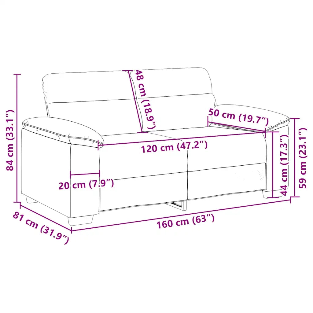 Divano a 2 Posti Nero 160x81x84 cm in Tessuto 4105299