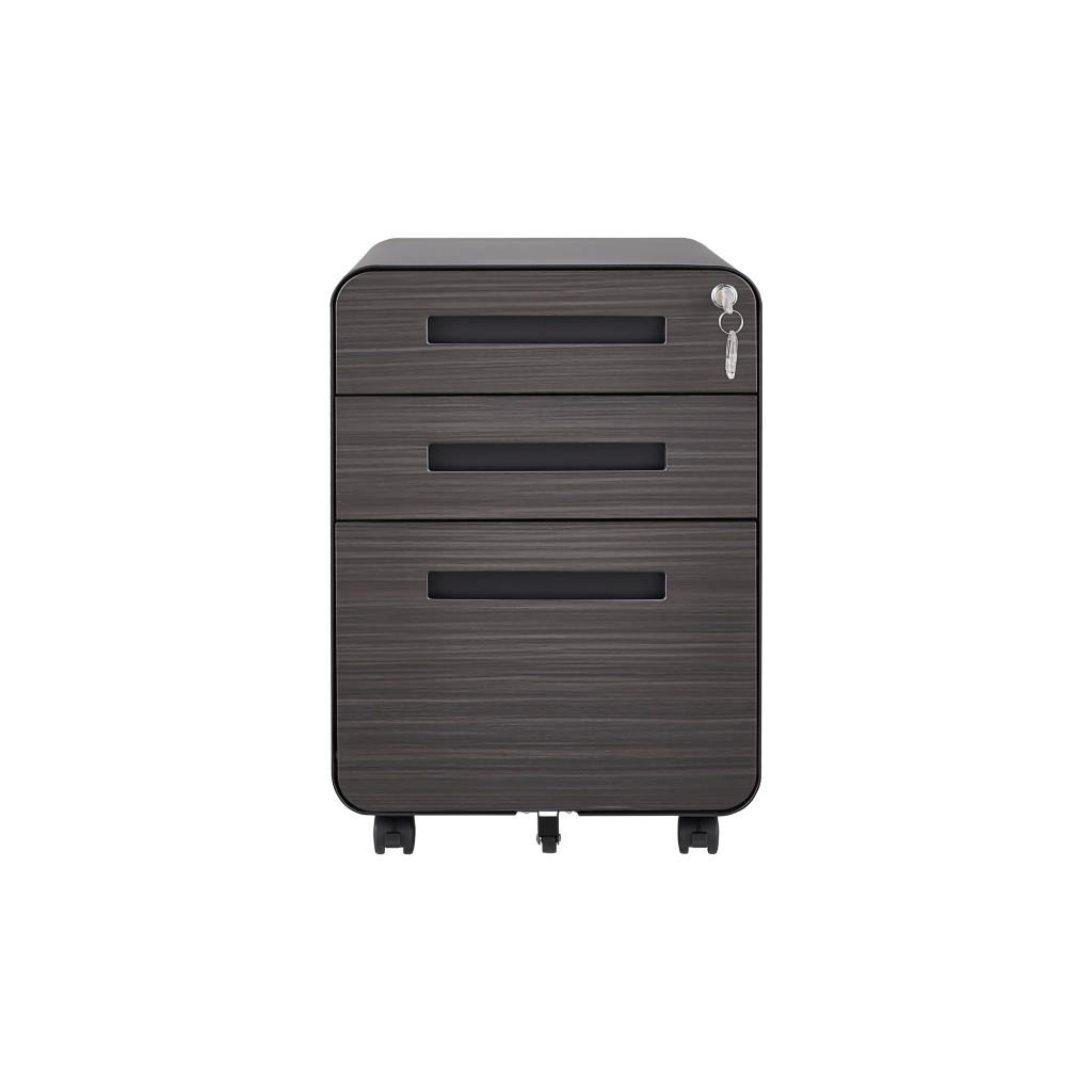 Cassettiera Mobile da Ufficio 3 Cassetti ¨C MINIMAL ¨C Nero, Acciaio, 5 Ruote