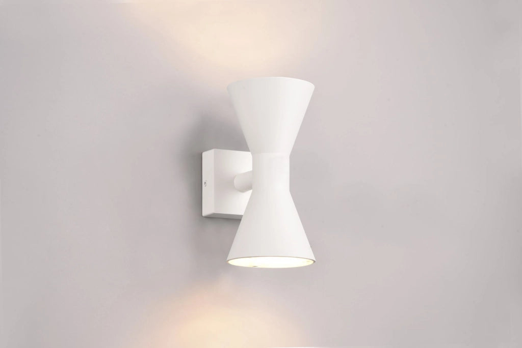 ARDAS APPLIQUE DA ESTERNO FUSIONE ALLUMINIO BIANCA BI-EMISSIONE H. 20CM IP44 2 LUCI ATTACCO GU10