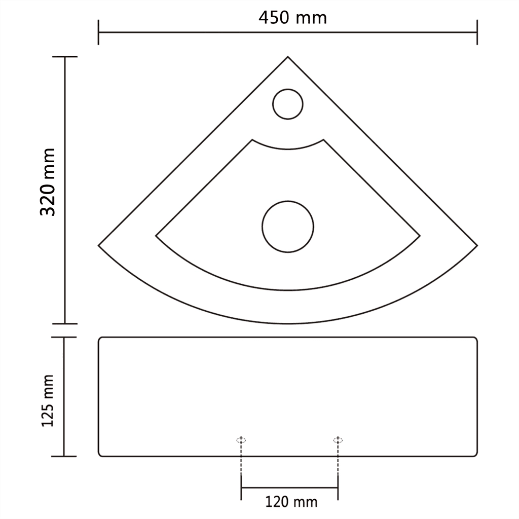 Lavandino con Troppopieno 45x32x12,5 cm Bianco 140697