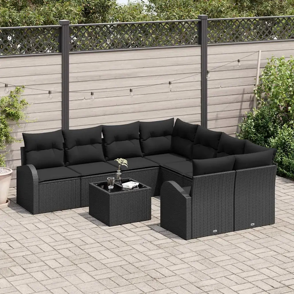 Set Divano da Giardino Nero 55 x 55 x 37 cm polyrattan 3345983
