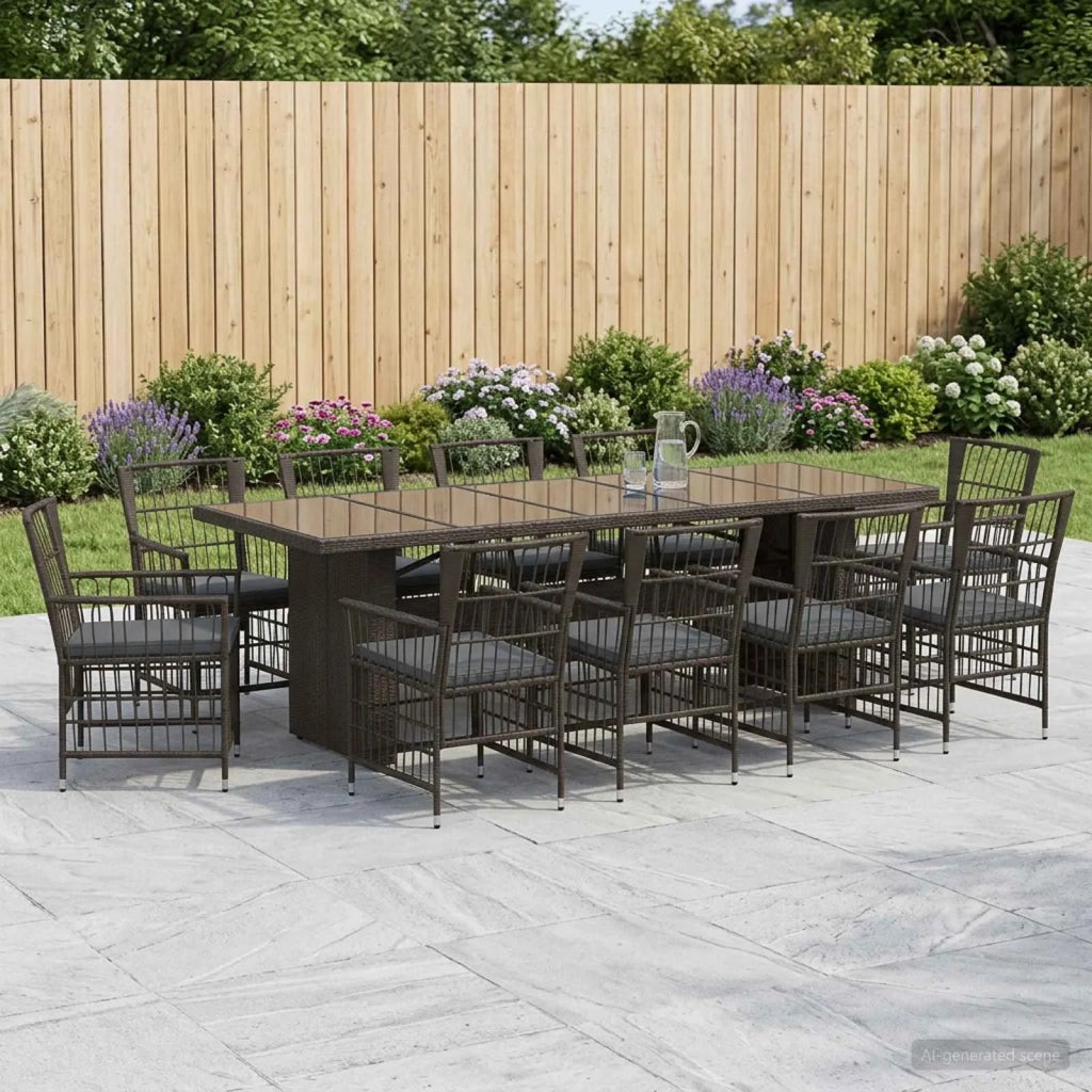 Set da pranzo per esterni 11 pz Nero polyrattan 3448945