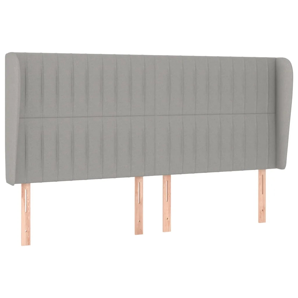 Testiera | Testata ad Orecchio Grigio Chiaro 163x23x118/128 cm in Tessuto