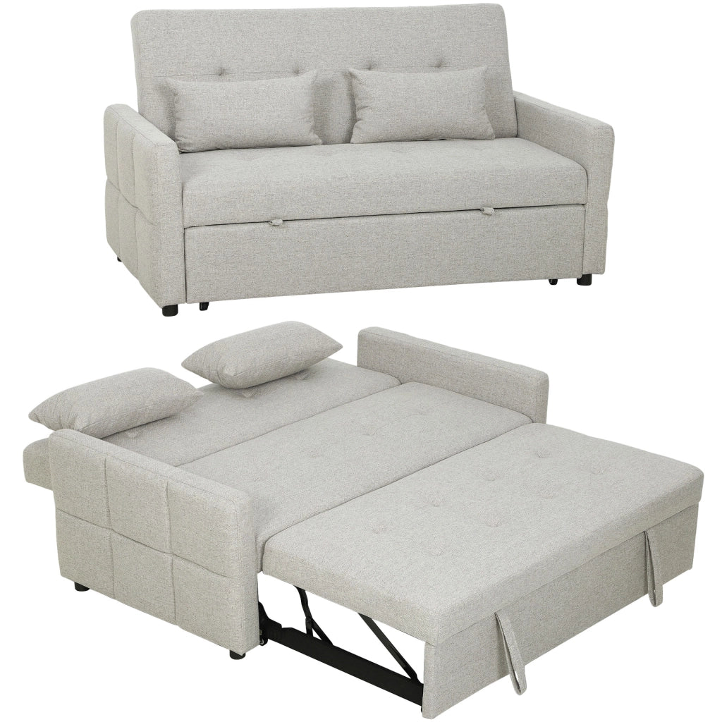 Divano letto 2 posti con letto estraibile ¨C Xylo ¨C tessuto marrone chiaro 158x85x85cm