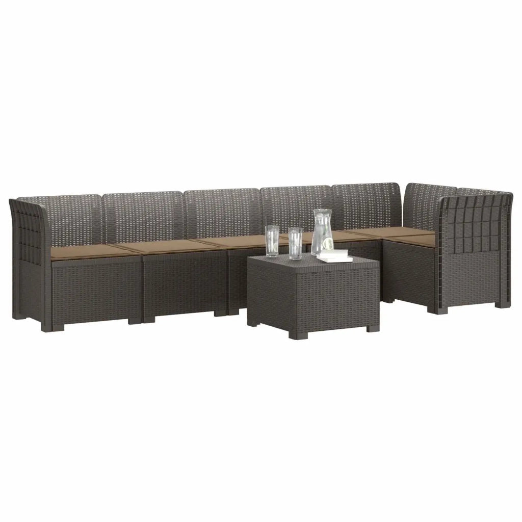 Divano da Giardino 6 Posti con Cuscini Aspetto Rattan PP 3444120