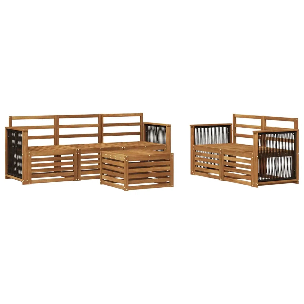 Set di divani da esterno 6 pz Naturale Legno di Acacia Massello 3384020