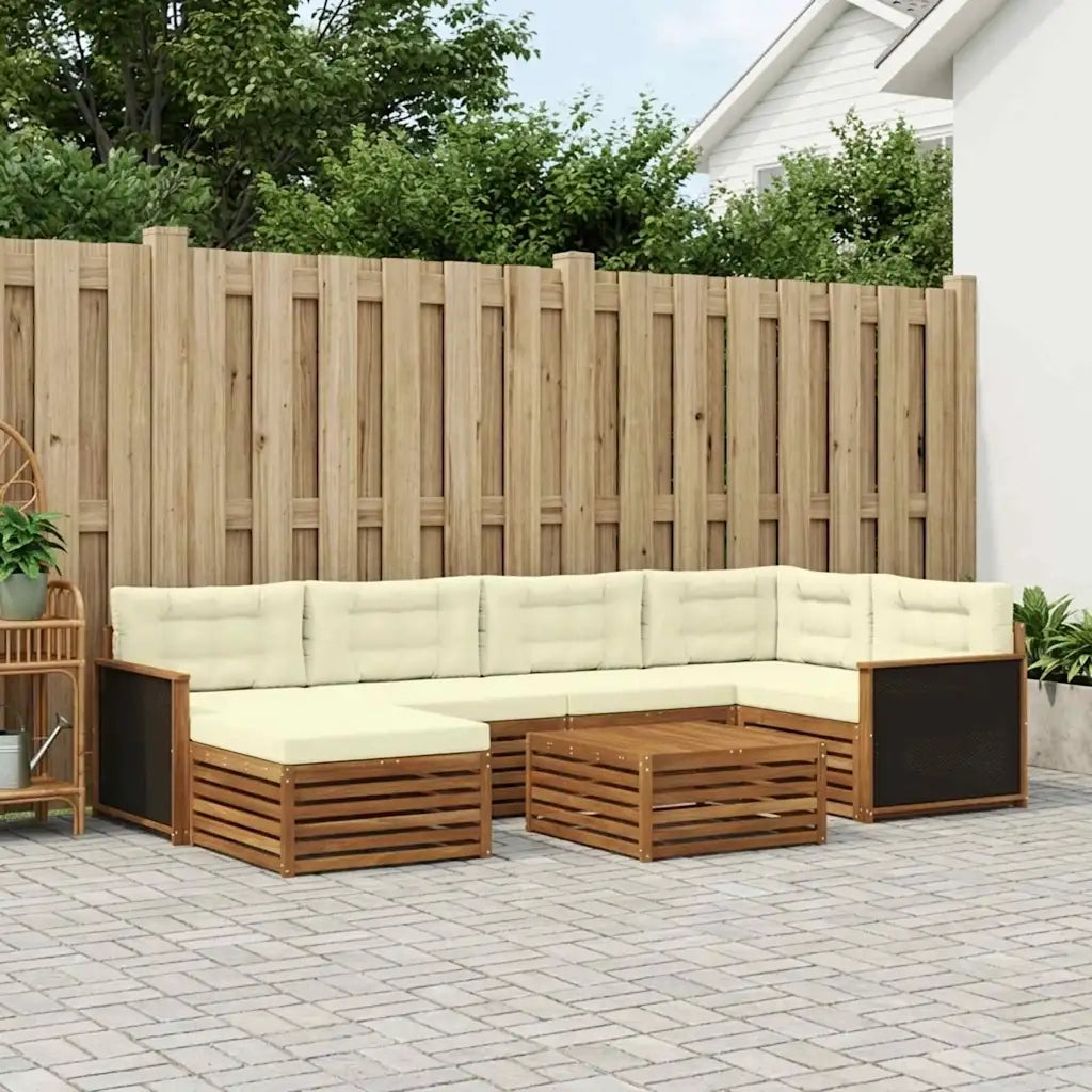 Set di divani da esterno con cuscino 7 pcs Naturale e Crema 3383583