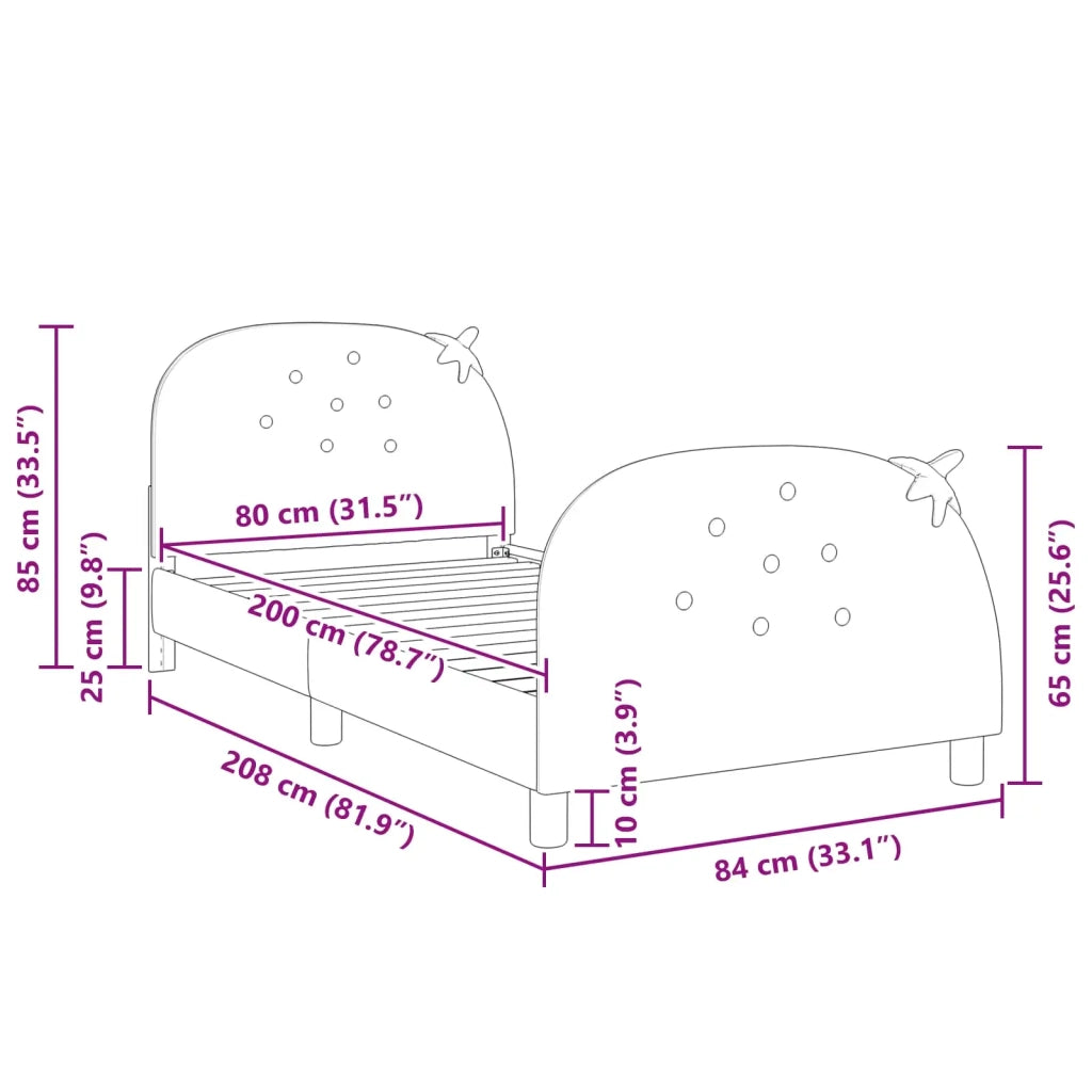 Struttura letto bambini con testata-Giroletto per bambini Rosa 80 x 200 cm Velluto 644821