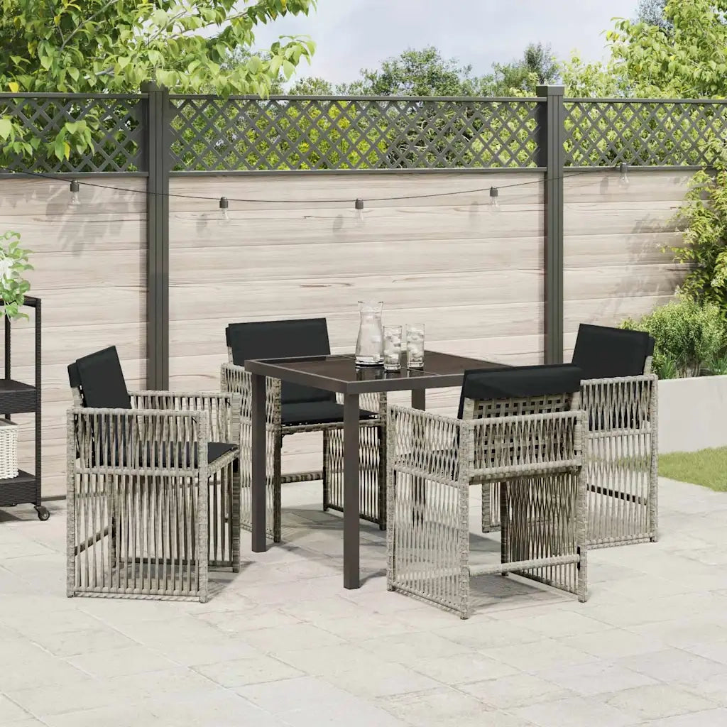Set da Pranzo per Giardino 5 pcs Grigio chiaro polyrattan