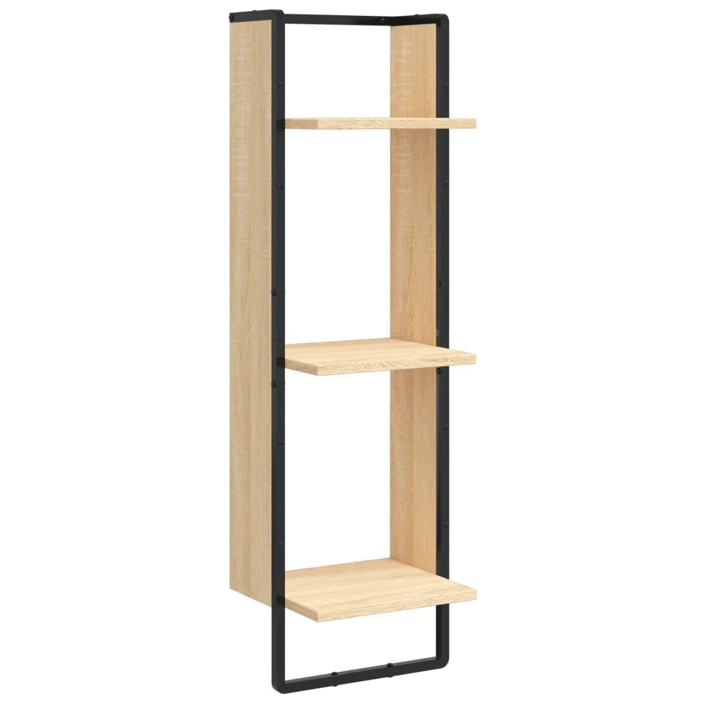 Set Mensole Parete con Aste 6pz-Ripiani-Scaffale Rovere Sonoma Legno Multistrato 124455