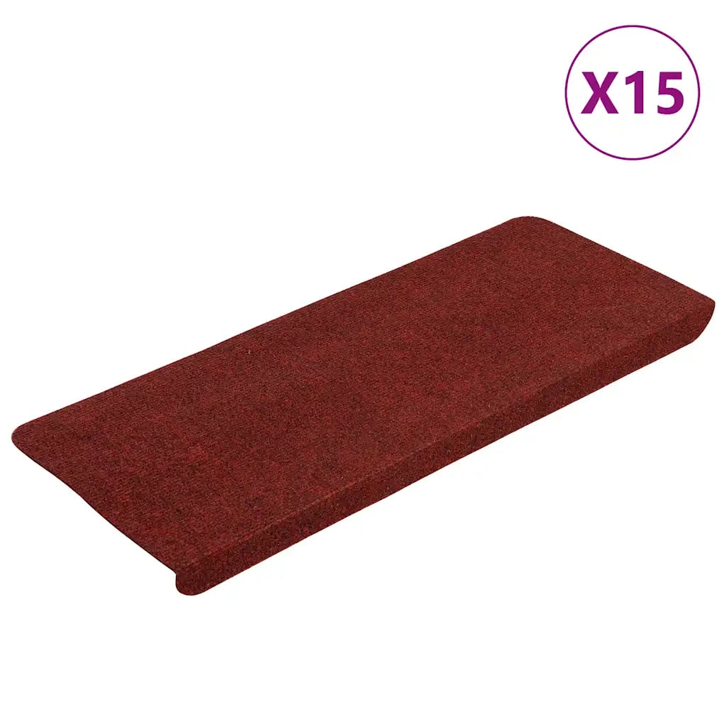 Tappetini Autoadesivi per Scale 15 pz | Gradini per Scale 65x24,5x3,5 cm Rosso