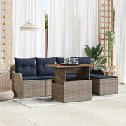 Set Divano da Giardino 6 pz Grigio e Blu Navy polyrattan 3349450