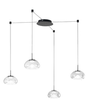 Brena - Lampada a sospensione decentrata trasparente 4 luci - Fabas Luce - LED 40W dimmerabile - Montaggio con decentramento