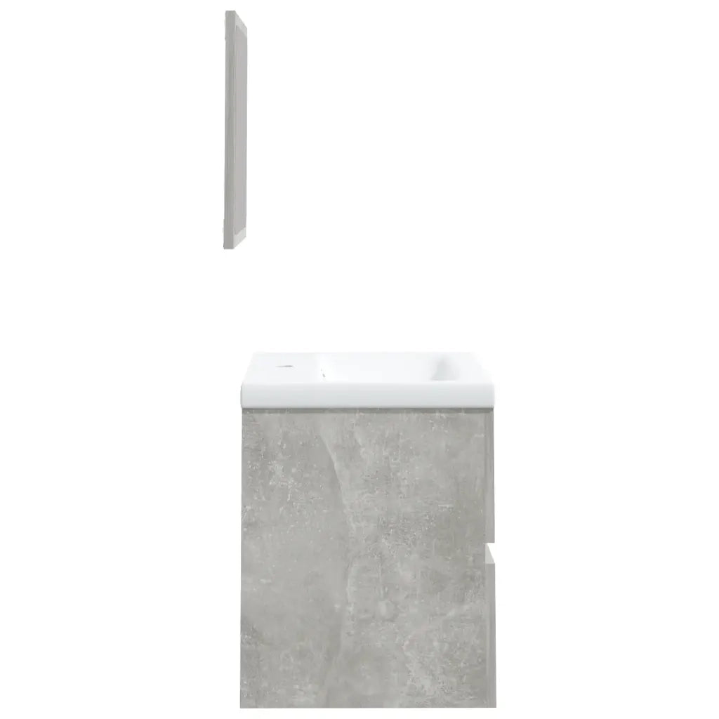 Mobile da Bagno con Lavabo e Specchio Grigio Cemento