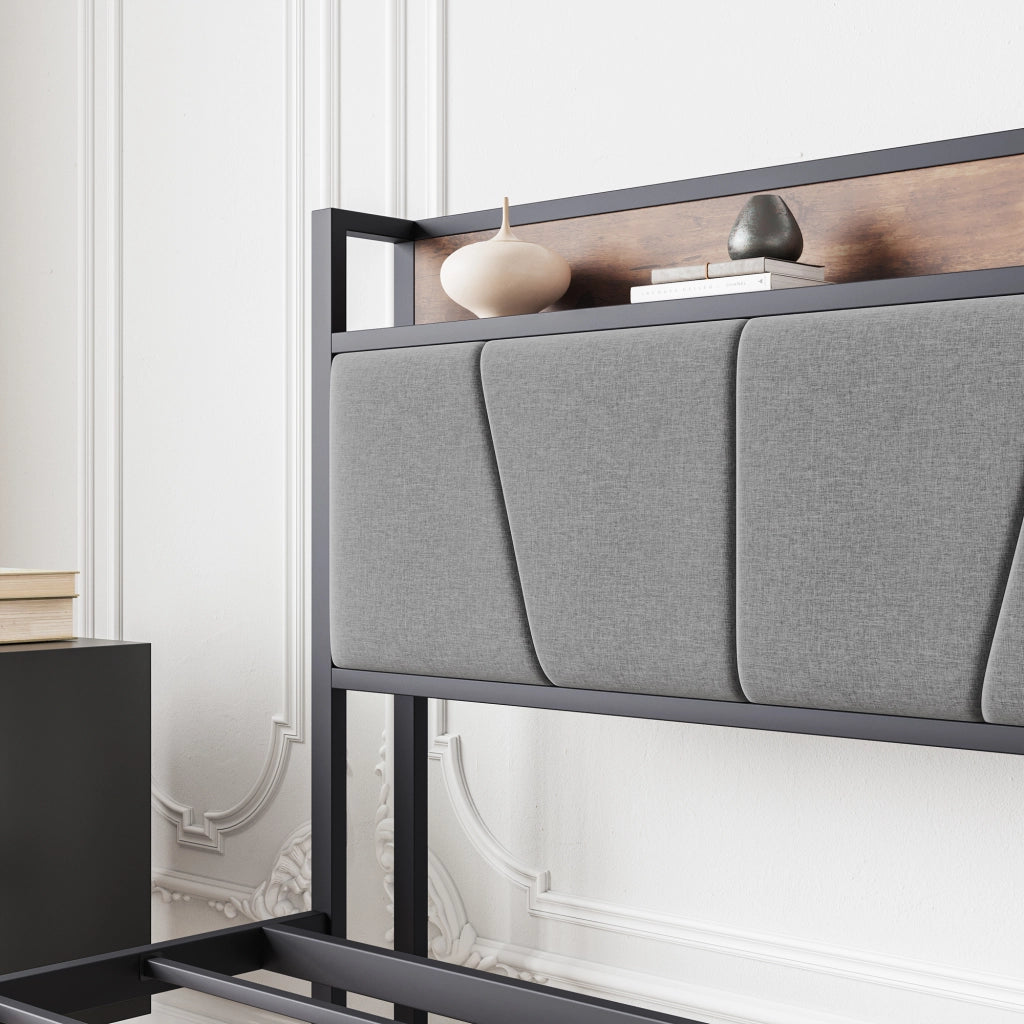 letto in mdf e metallo marrone antico 140 x 200 cm