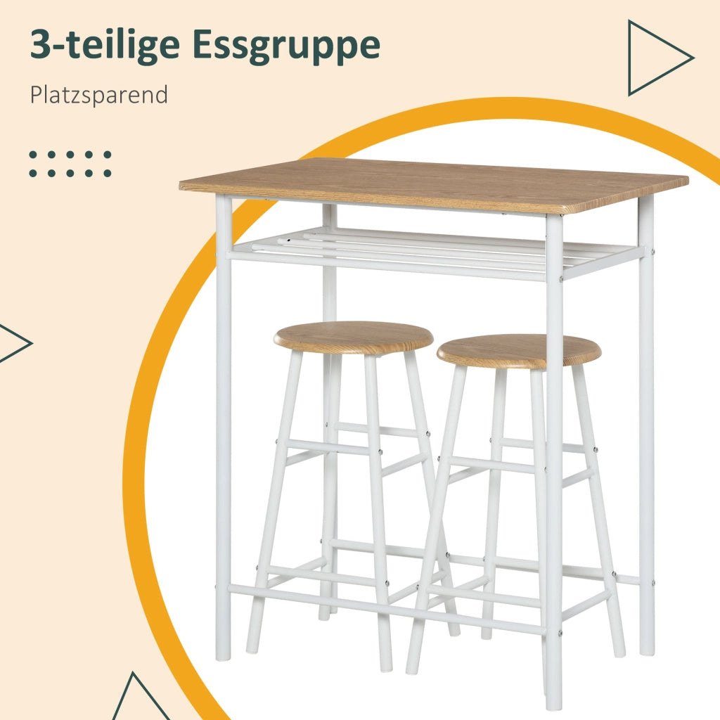 Set tavolo alto da cucina con 2 sgabelli e ripiano ¨C Xylo ¨C bianco
