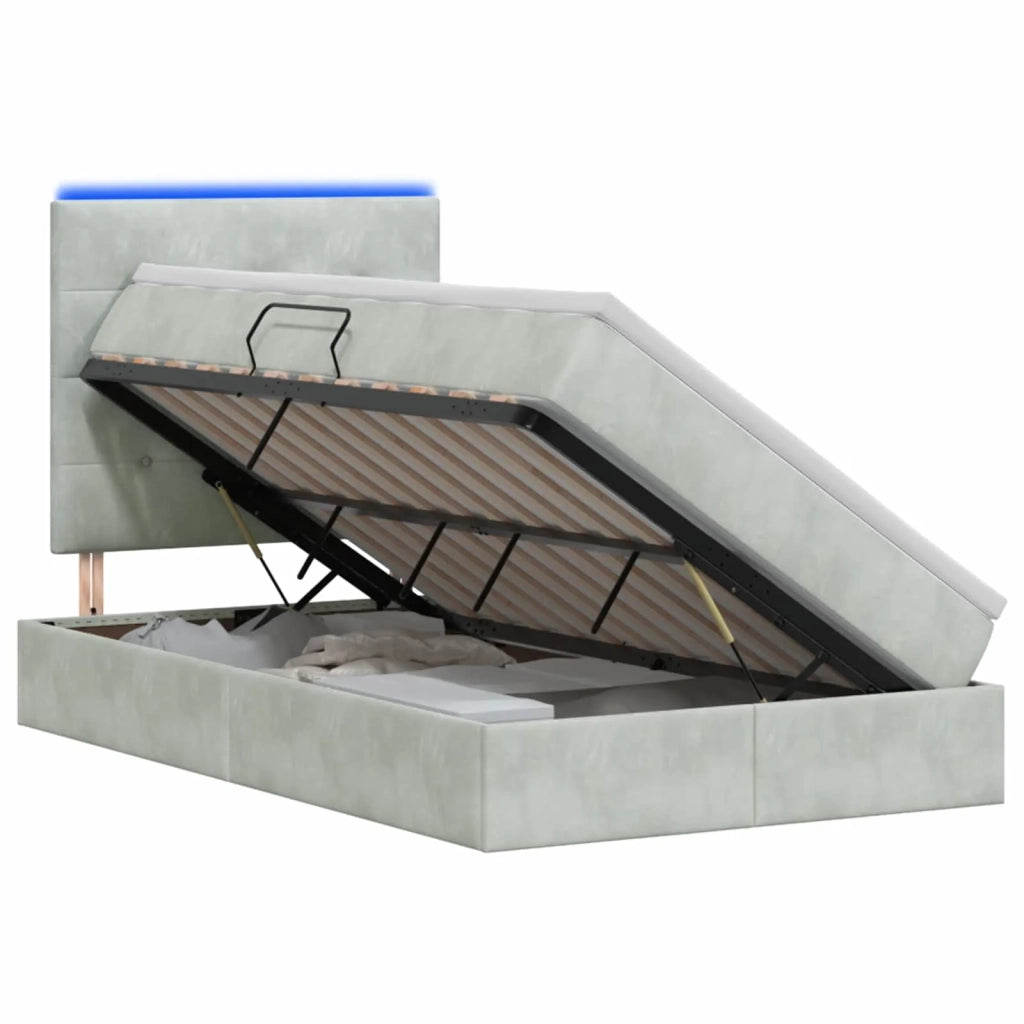 Letto con contenitore LED e materasso Grigio Chiaro 3460122