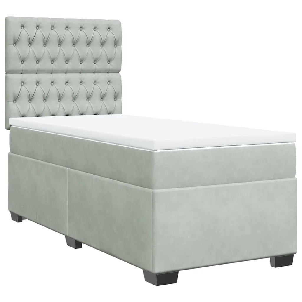 Giroletto a Molle con Materasso Grigio Chiaro 80x200 cm Velluto