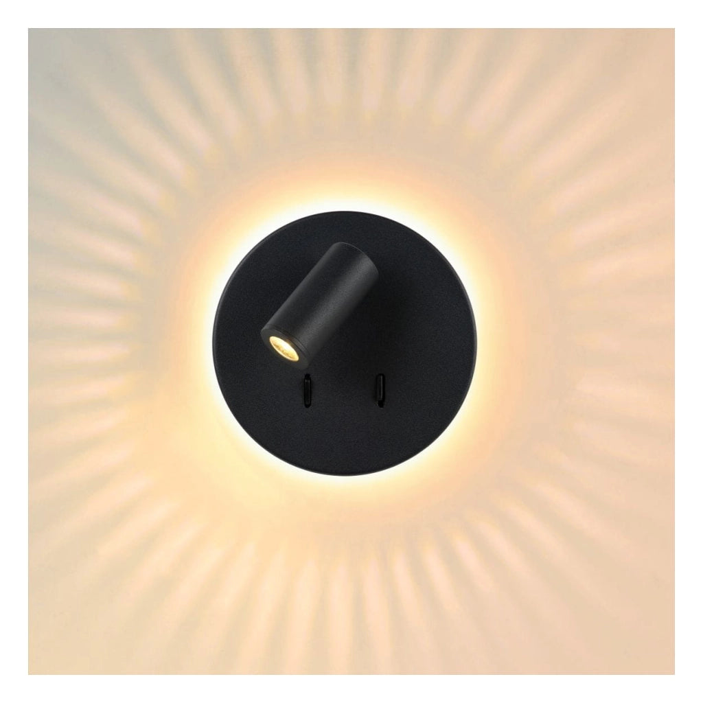 Applique Lucide Bentjer LED 6W 3000K nera con interruttore