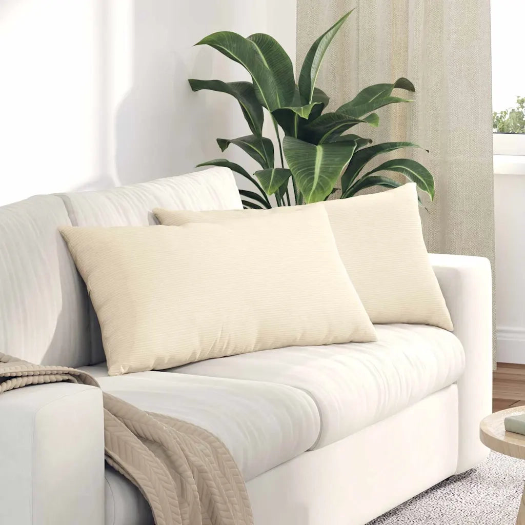 Cuscini da Divano 2 pz-Set di 2 Cuscini per Sofa Crema 80 x 40 cm Tessuto in Cords 783836