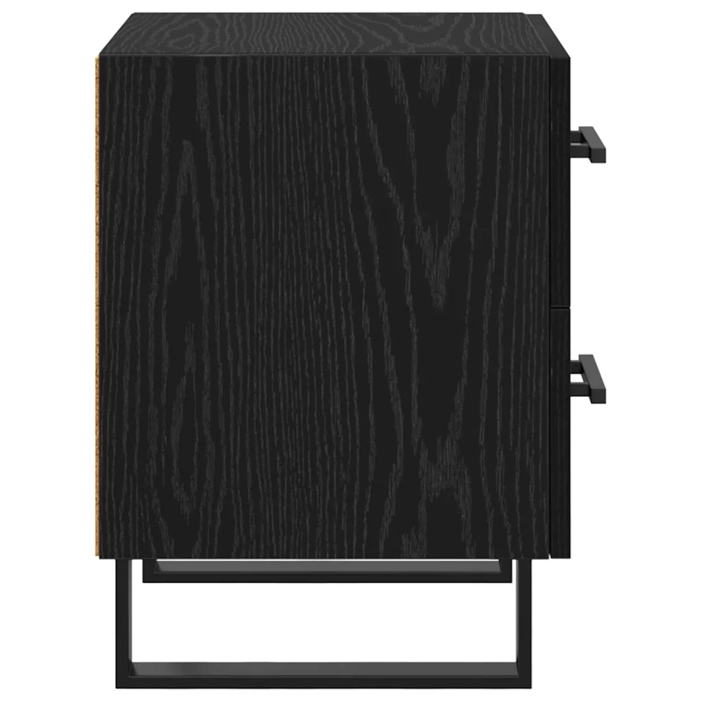 Comodino | Armadio da Notte | Mobiletto da notte con cassetto Rovere Nero 40 x 35 x 47,5 cm