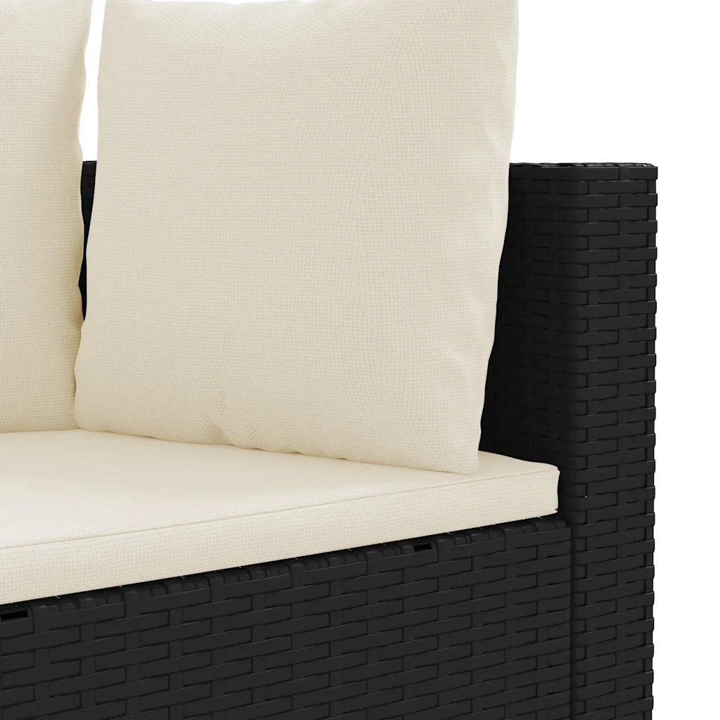 Set Divano da Giardino 6 pz con Cuscini Nero in Polyrattan