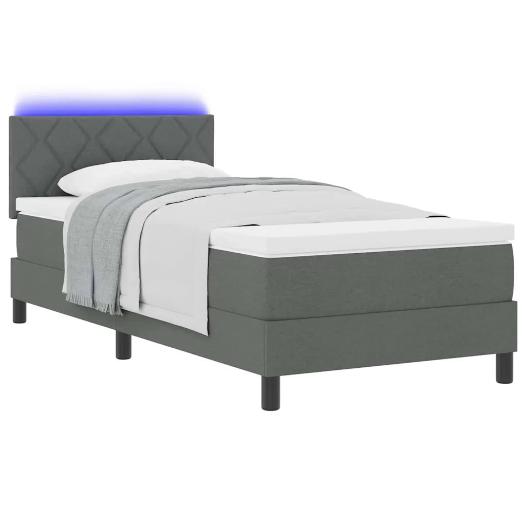 Letto a molle con materasso Grigio scuro 100 x 200 cm Tessuto