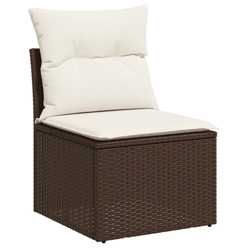 Set Divani da Giardino 9pz con Cuscini Marrone in Polyrattan 3217783