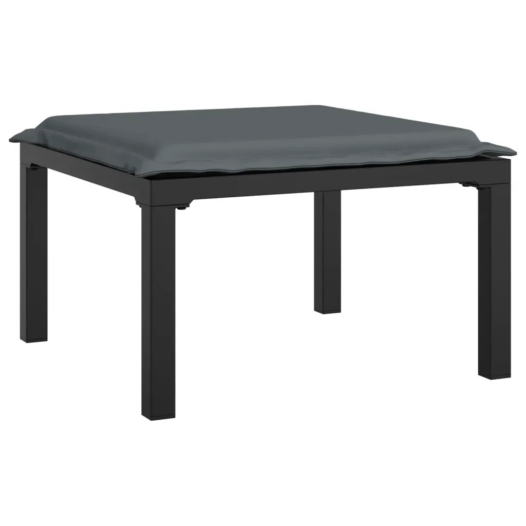 Poggiapiedi da Giardino con Cuscino in Polyrattan Nero e Grigio CFW9842775