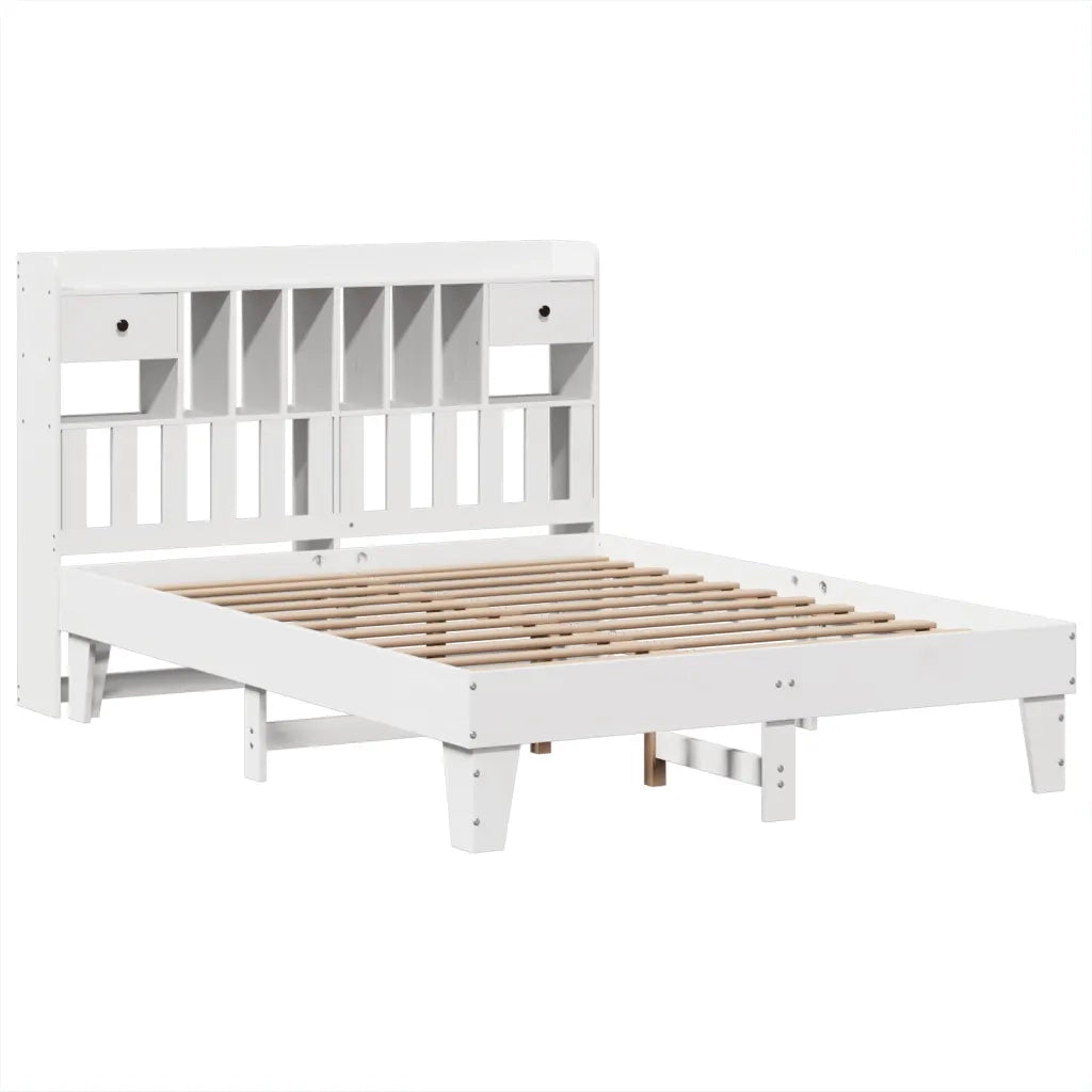Letto senza Materasso-Struttura Letto Bianco 160x200 cm Legno Massello di Pino 940995