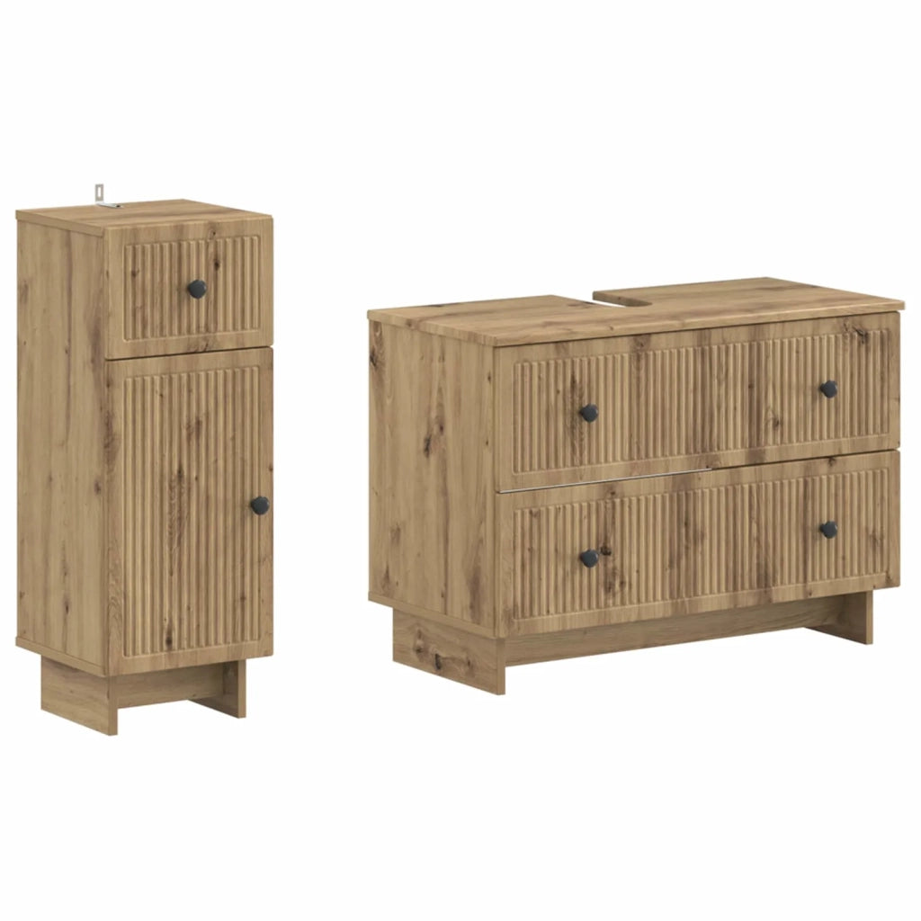 Set di Armadi da Bagno da 2 Pezzi EDE Rovere Artigianale 3417665