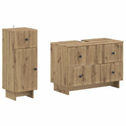 Set di Armadi da Bagno da 2 Pezzi EDE Rovere Artigianale 3417665