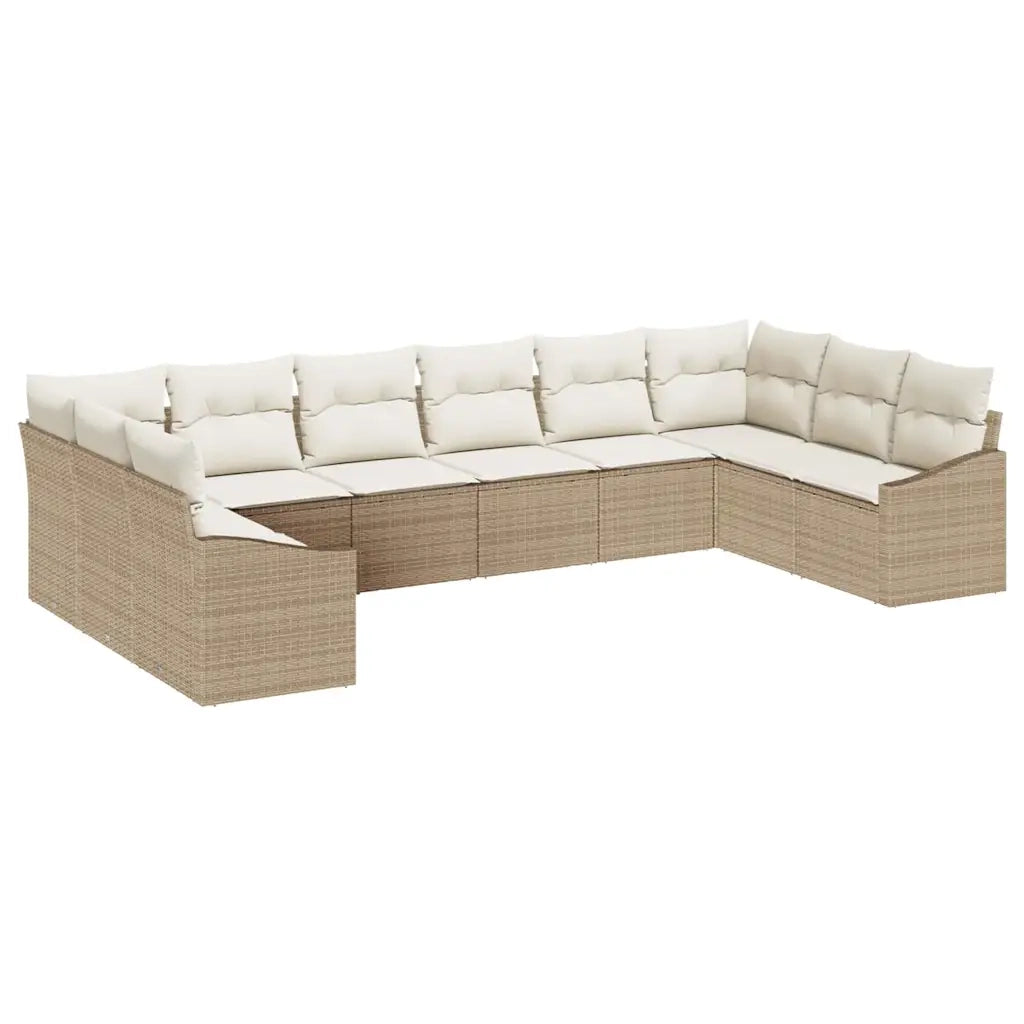 Set Divano da Giardino 10 pcs Beige e Crema polyrattan