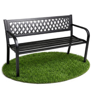 Panchina da giardino nera KALIA con gambe in acciaio larghezza 122 cm
